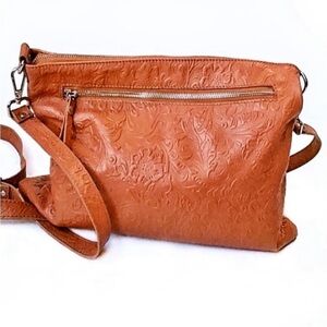 Western Embossed Italian Leather Crossbody Bag Purse Made In Italy